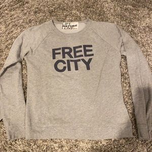 Free city crew neck- grey with navy writing